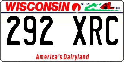 WI license plate 292XRC