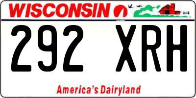 WI license plate 292XRH