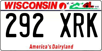 WI license plate 292XRK