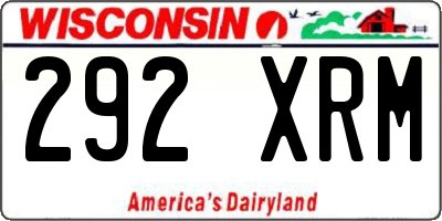 WI license plate 292XRM
