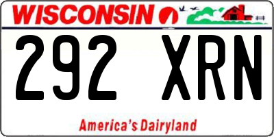WI license plate 292XRN