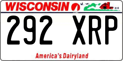 WI license plate 292XRP