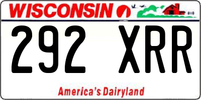 WI license plate 292XRR