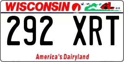 WI license plate 292XRT