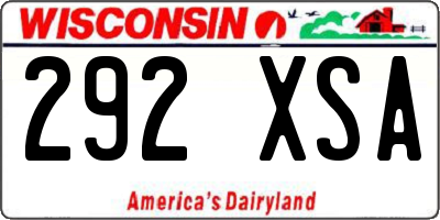 WI license plate 292XSA