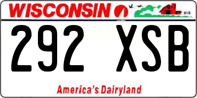 WI license plate 292XSB