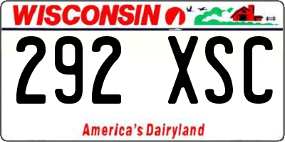 WI license plate 292XSC