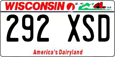 WI license plate 292XSD
