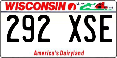 WI license plate 292XSE