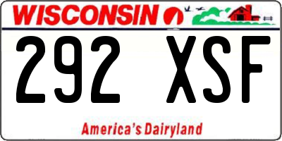 WI license plate 292XSF