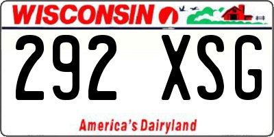 WI license plate 292XSG