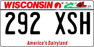 WI license plate 292XSH