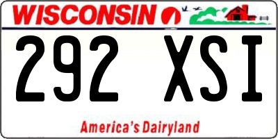 WI license plate 292XSI