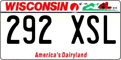 WI license plate 292XSL