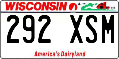 WI license plate 292XSM