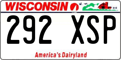 WI license plate 292XSP