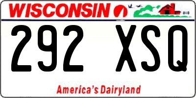 WI license plate 292XSQ