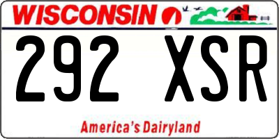 WI license plate 292XSR