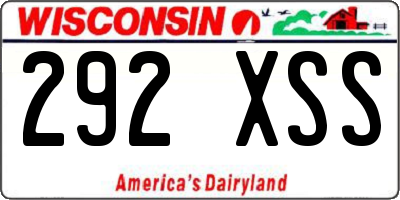 WI license plate 292XSS