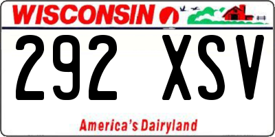 WI license plate 292XSV
