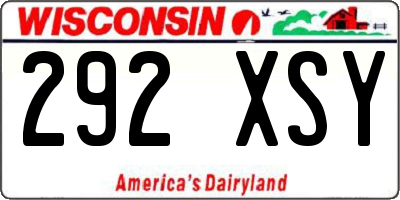 WI license plate 292XSY