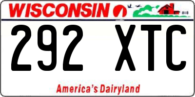 WI license plate 292XTC