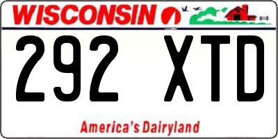 WI license plate 292XTD