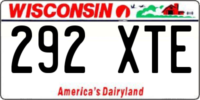 WI license plate 292XTE