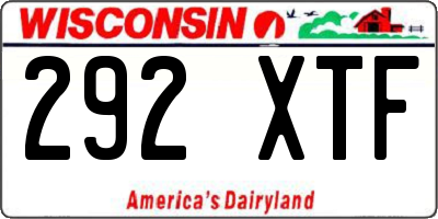 WI license plate 292XTF