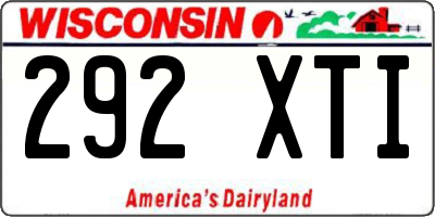 WI license plate 292XTI