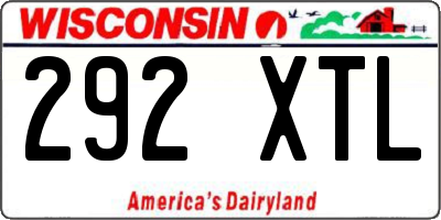 WI license plate 292XTL