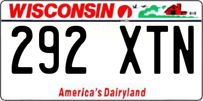 WI license plate 292XTN