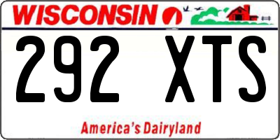 WI license plate 292XTS