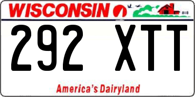 WI license plate 292XTT