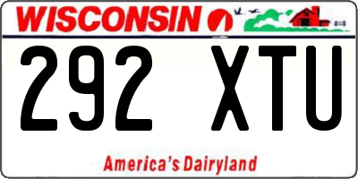 WI license plate 292XTU