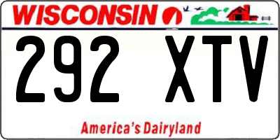 WI license plate 292XTV