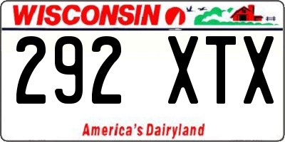 WI license plate 292XTX