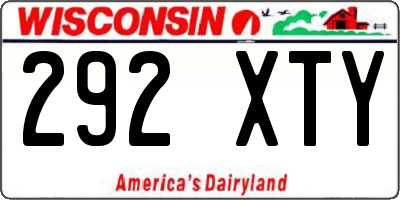 WI license plate 292XTY