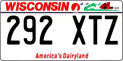 WI license plate 292XTZ