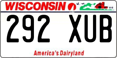 WI license plate 292XUB