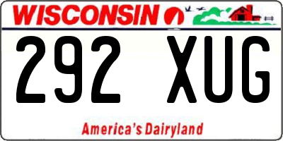 WI license plate 292XUG