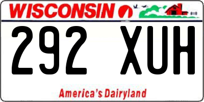 WI license plate 292XUH