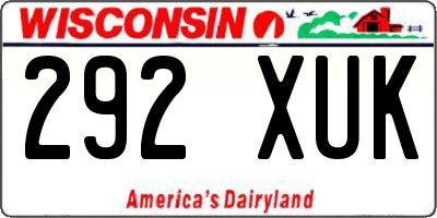 WI license plate 292XUK