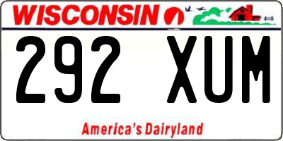 WI license plate 292XUM