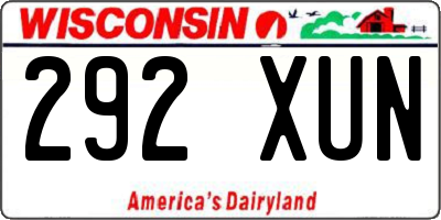 WI license plate 292XUN