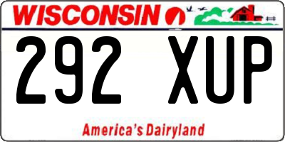 WI license plate 292XUP