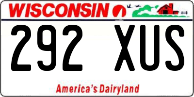 WI license plate 292XUS