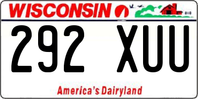 WI license plate 292XUU