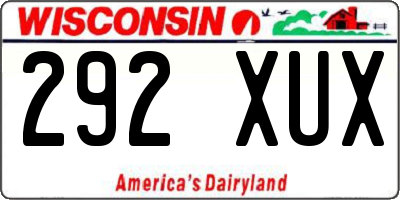 WI license plate 292XUX