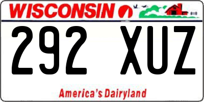 WI license plate 292XUZ